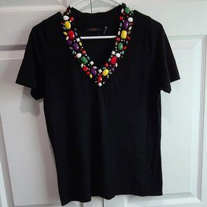 Colorfully Beaded Neckline Top by Cyrus, Size L